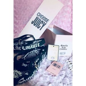 Black and White Juicy Couture bow charm sandals